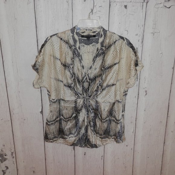 Anne Klein Size 14 Snake Print 100% Silk Shirt Top - Picture 5 of 8